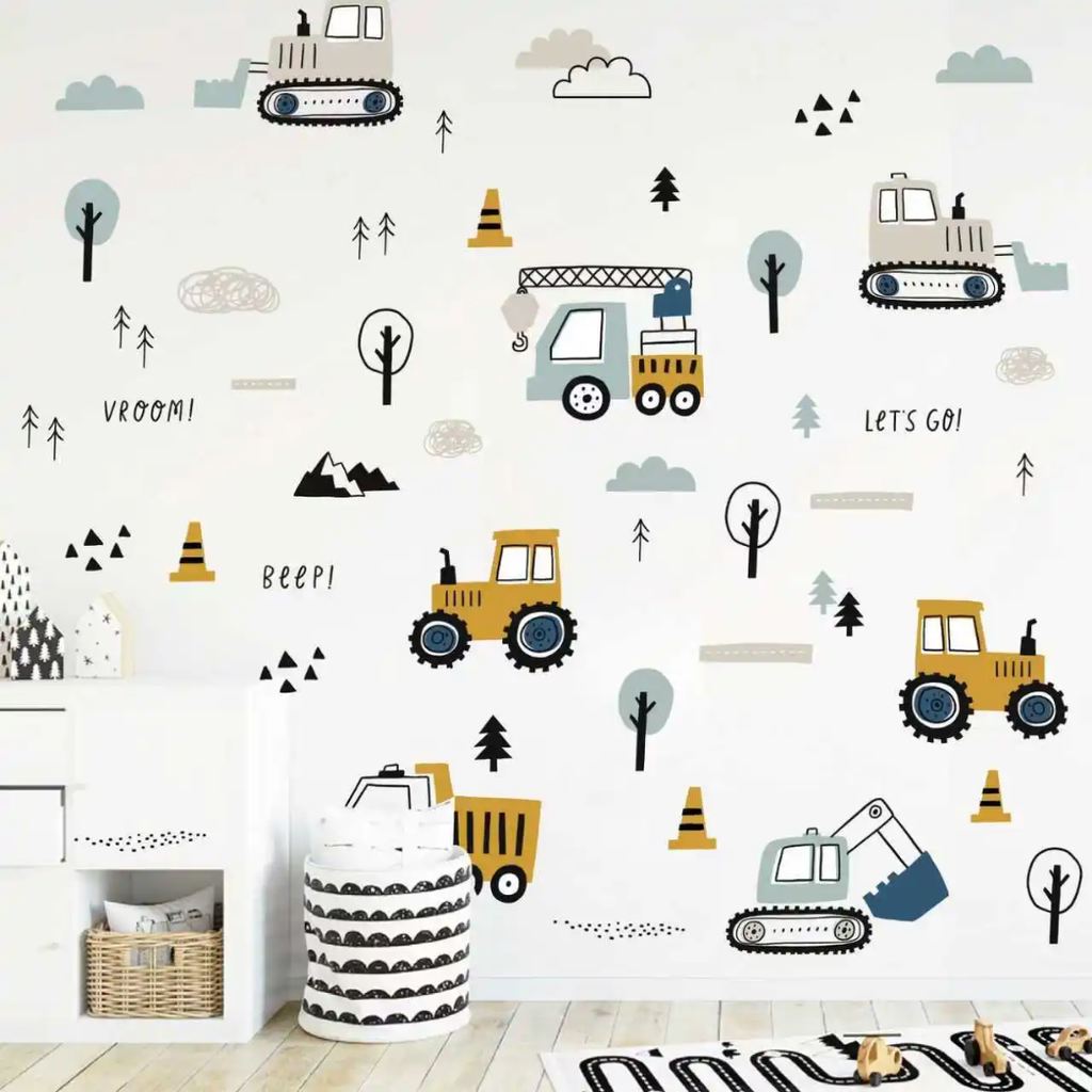 Construction Vehicles Nursery Wall Sticker