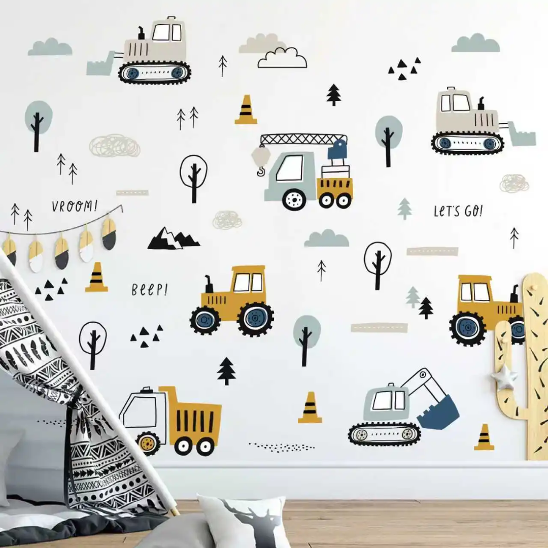 Construction Vehicles Nursery Wall Sticker