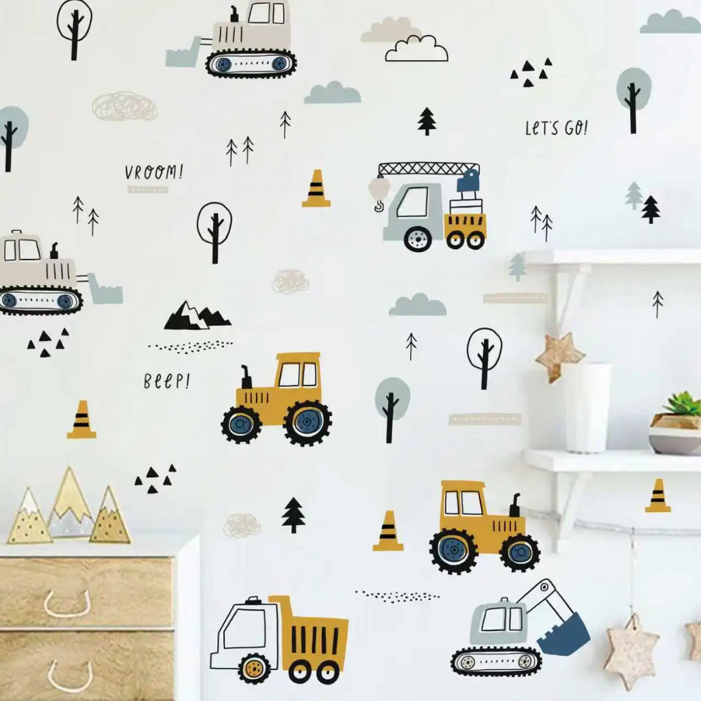 Construction Vehicles Nursery Wall Sticker
