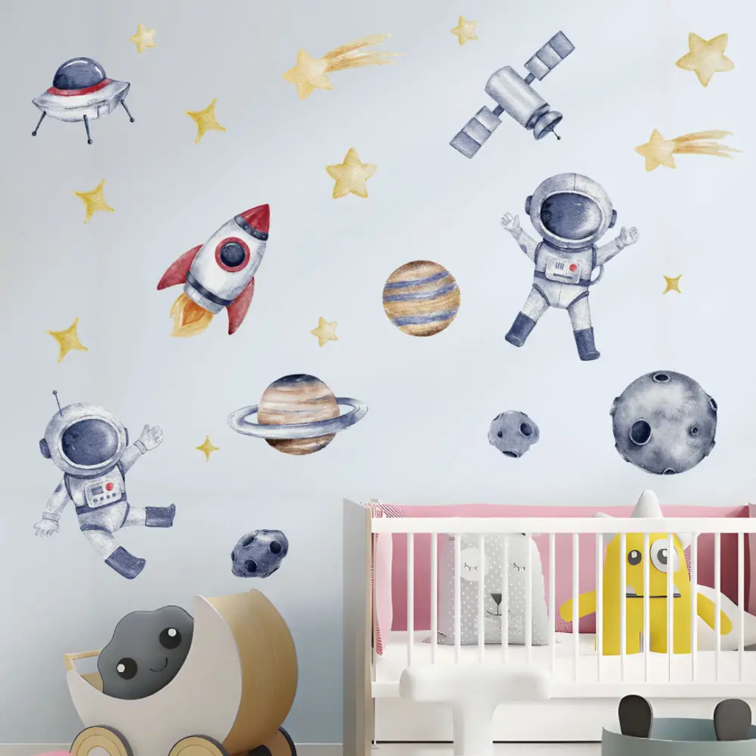 Astronauts and Planets Nursery Wall Sticker