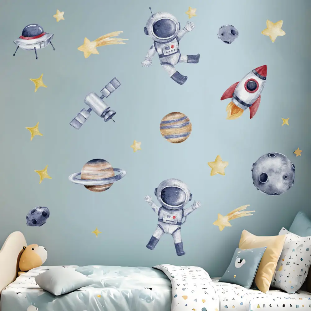 Astronauts and Planets Nursery Wall Sticker