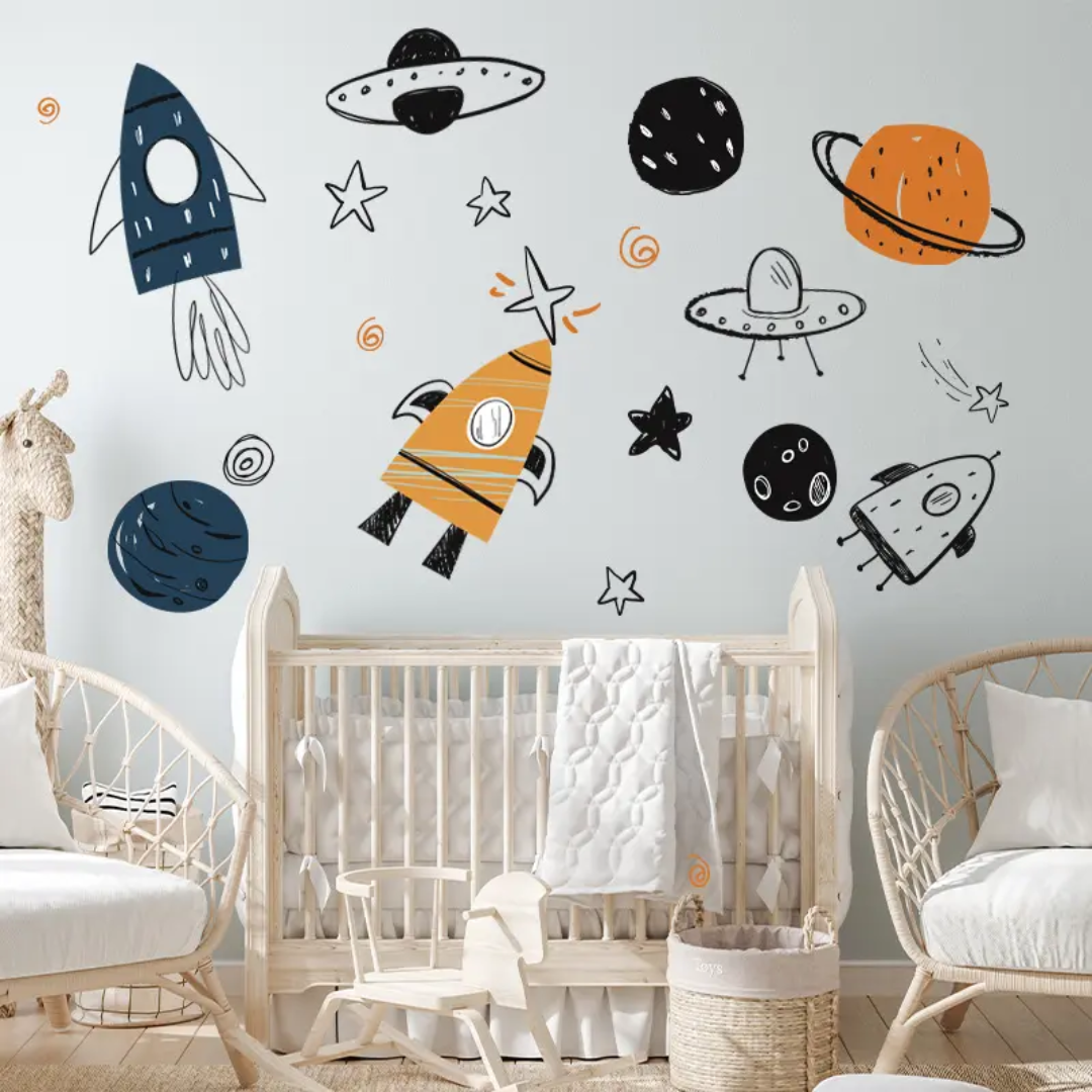 Blast Off Rocket Nursery Wall Sticker