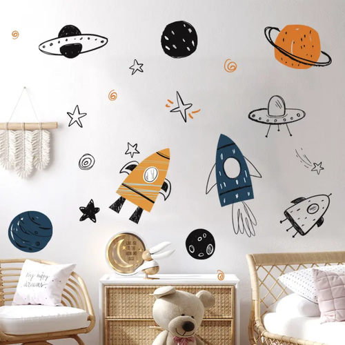 Blast Off Rocket Nursery Wall Sticker