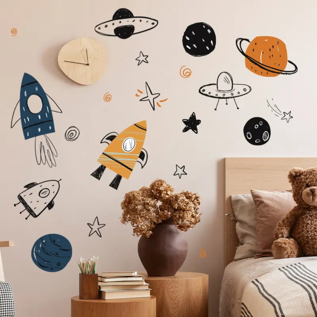 Blast Off Rocket Nursery Wall Sticker