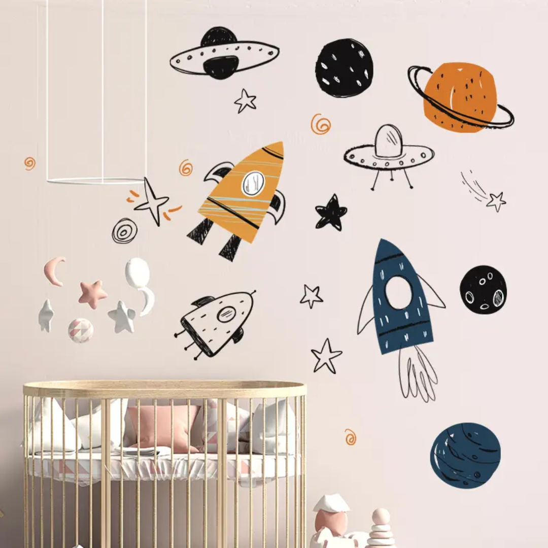 Blast Off Rocket Nursery Wall Sticker