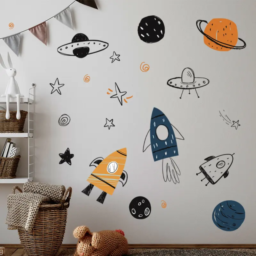 Blast Off Rocket Nursery Wall Sticker