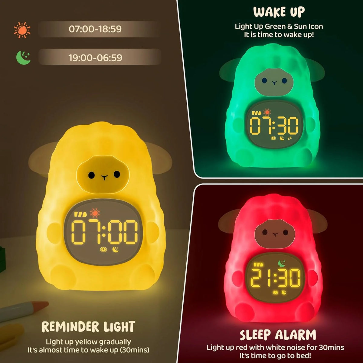 Glow Buddies - Squishy Sheep Night Light & Alarm Clock