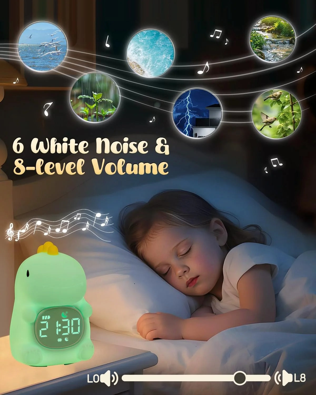 Glow Buddies - Squishy Dinosaur Night Light & Alarm Clock