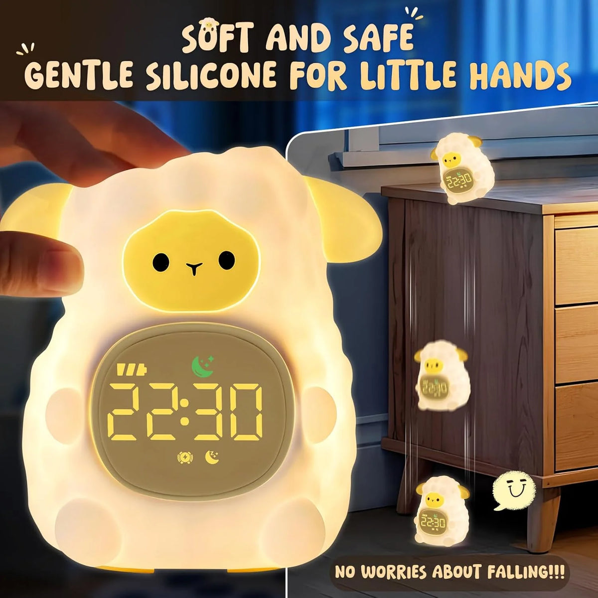 Glow Buddies - Squishy Sheep Night Light & Alarm Clock